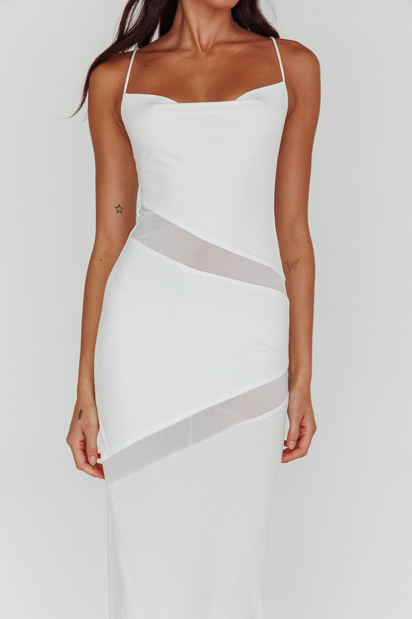 Sun Kissed Cowl Tied Back Maxi Dress White