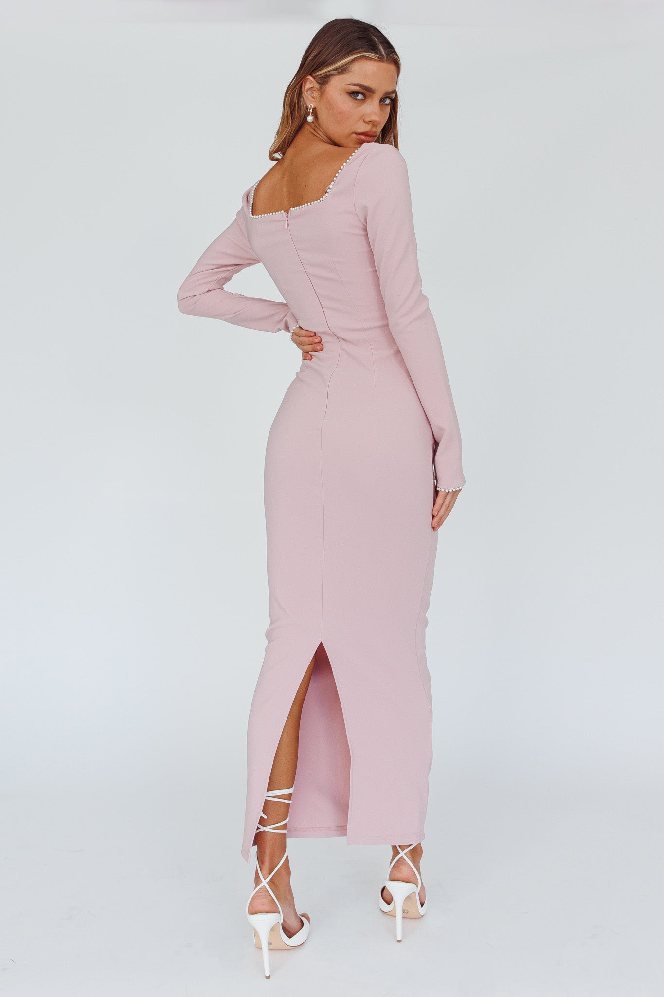 Samantha Pearl Detailing Midi Dress Blush