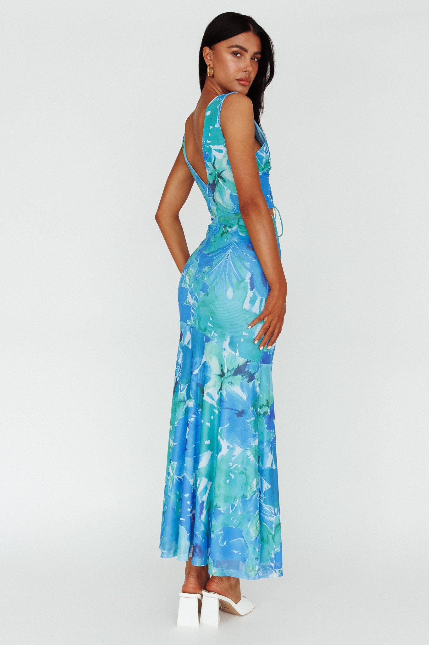 Summerlove Lace-Up Bodice Midi Dress Green