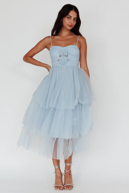 Seraphina Rose Bodice Tulle Midi Dress Baby Blue