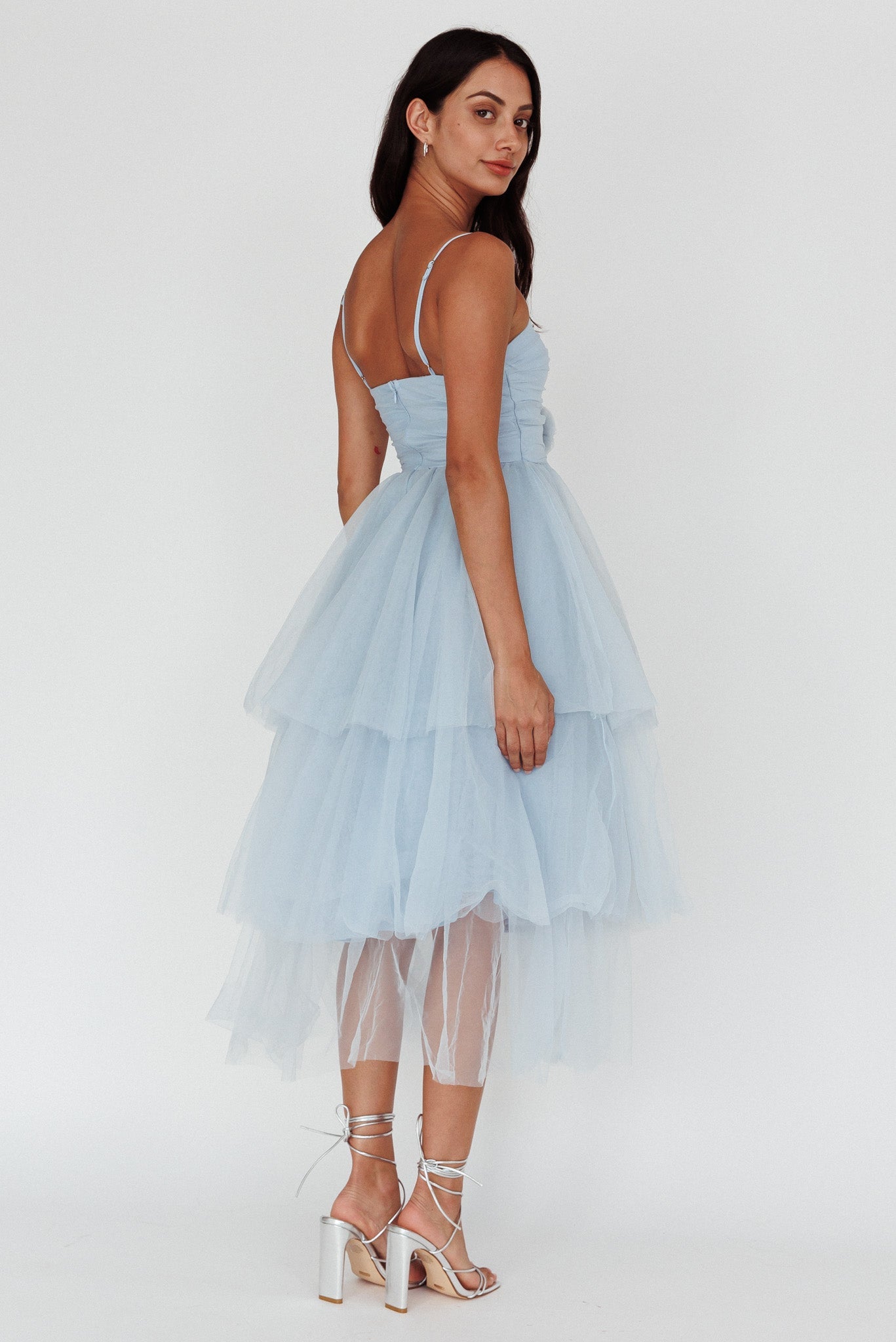 Seraphina Rose Bodice Tulle Midi Dress Baby Blue
