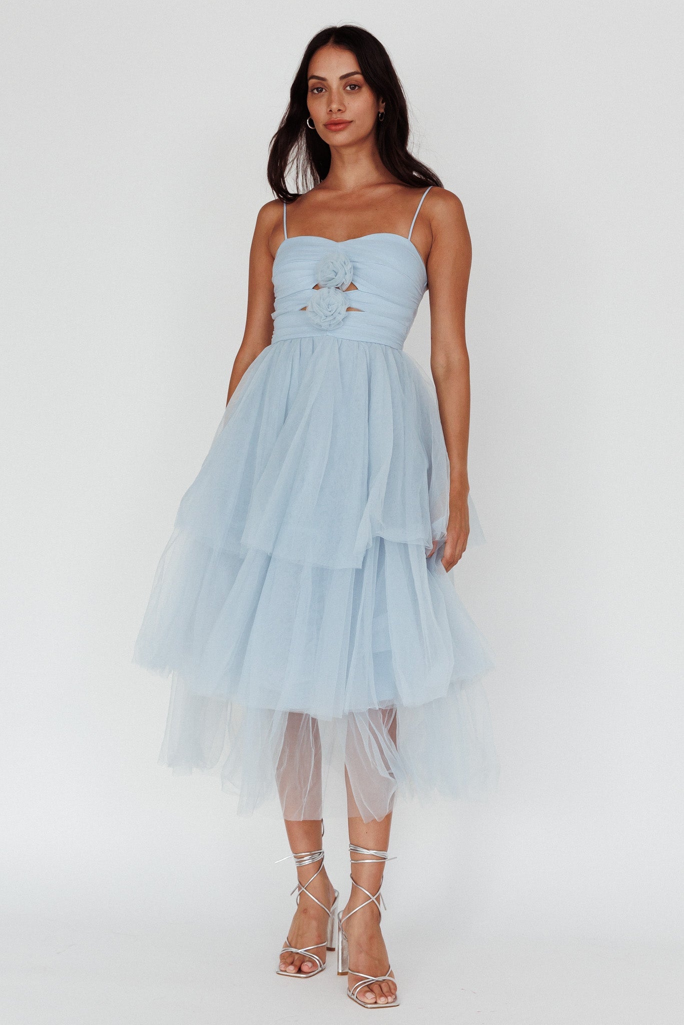 Seraphina Rose Bodice Tulle Midi Dress Baby Blue