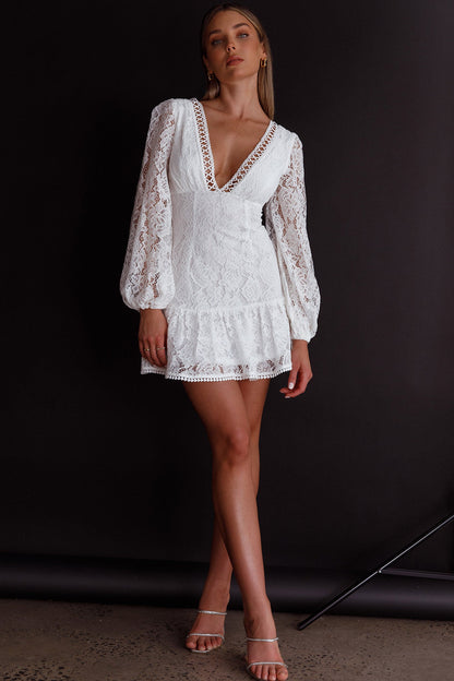 Summer Wine Long Sleeve Lace Dress White