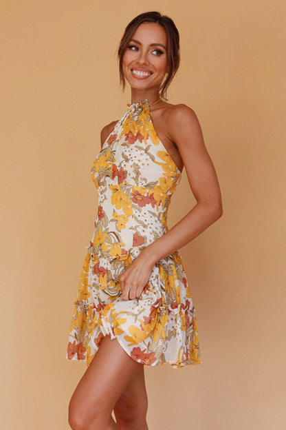 Nikayla Halterneck Mini Dress Floral White