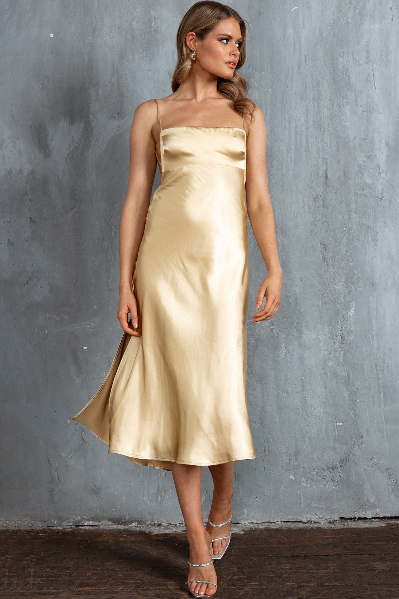 Dolce Life Low Back Midi Dress Lemon