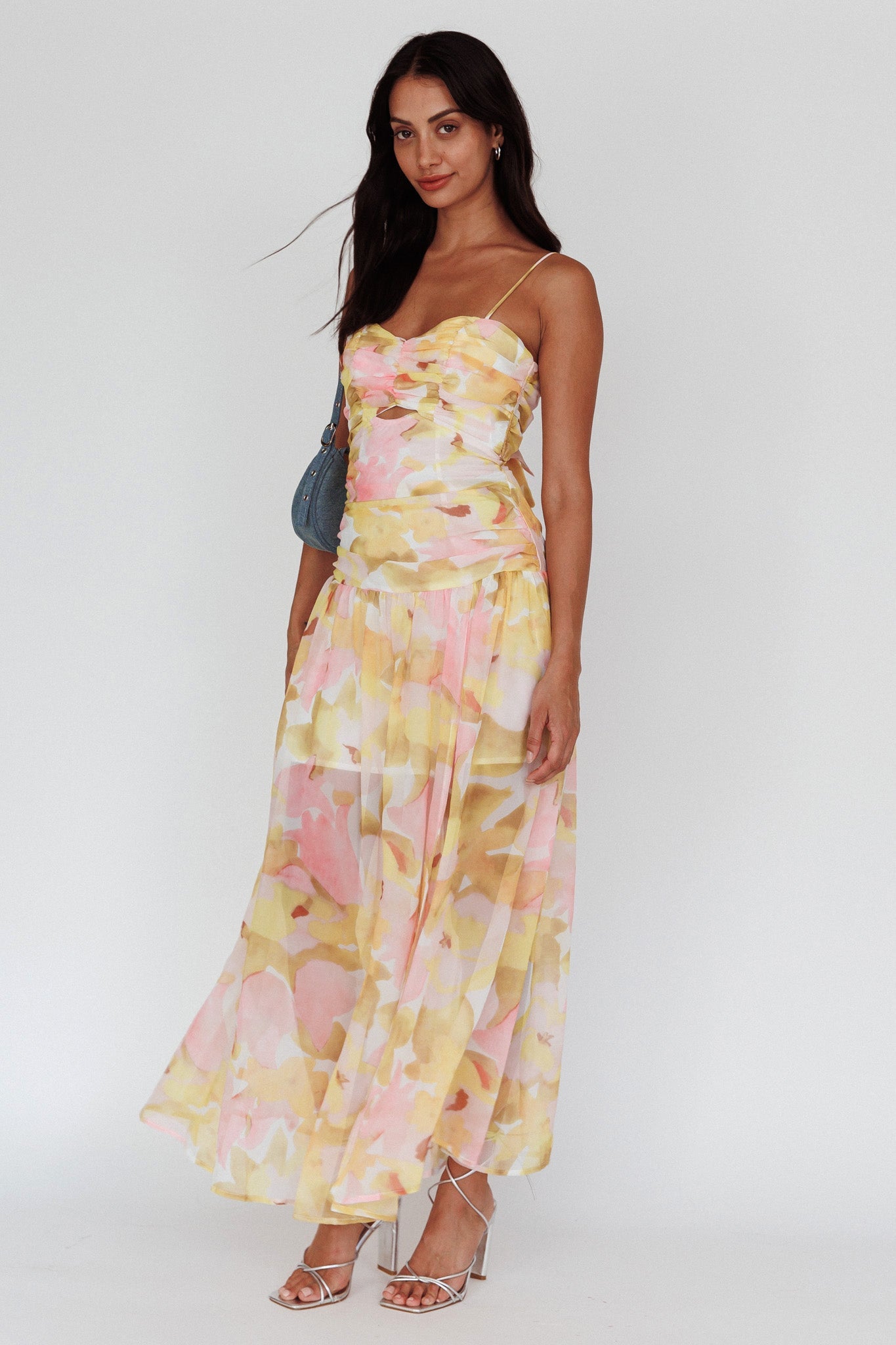 Stars Are Blind Tied Back Midi Dress Floral Pink