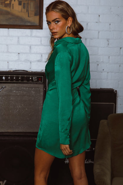 Marinah Tie Bust Shirt Dress Green