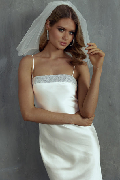 Making Headlines Diamante Neckline Maxi Dress White