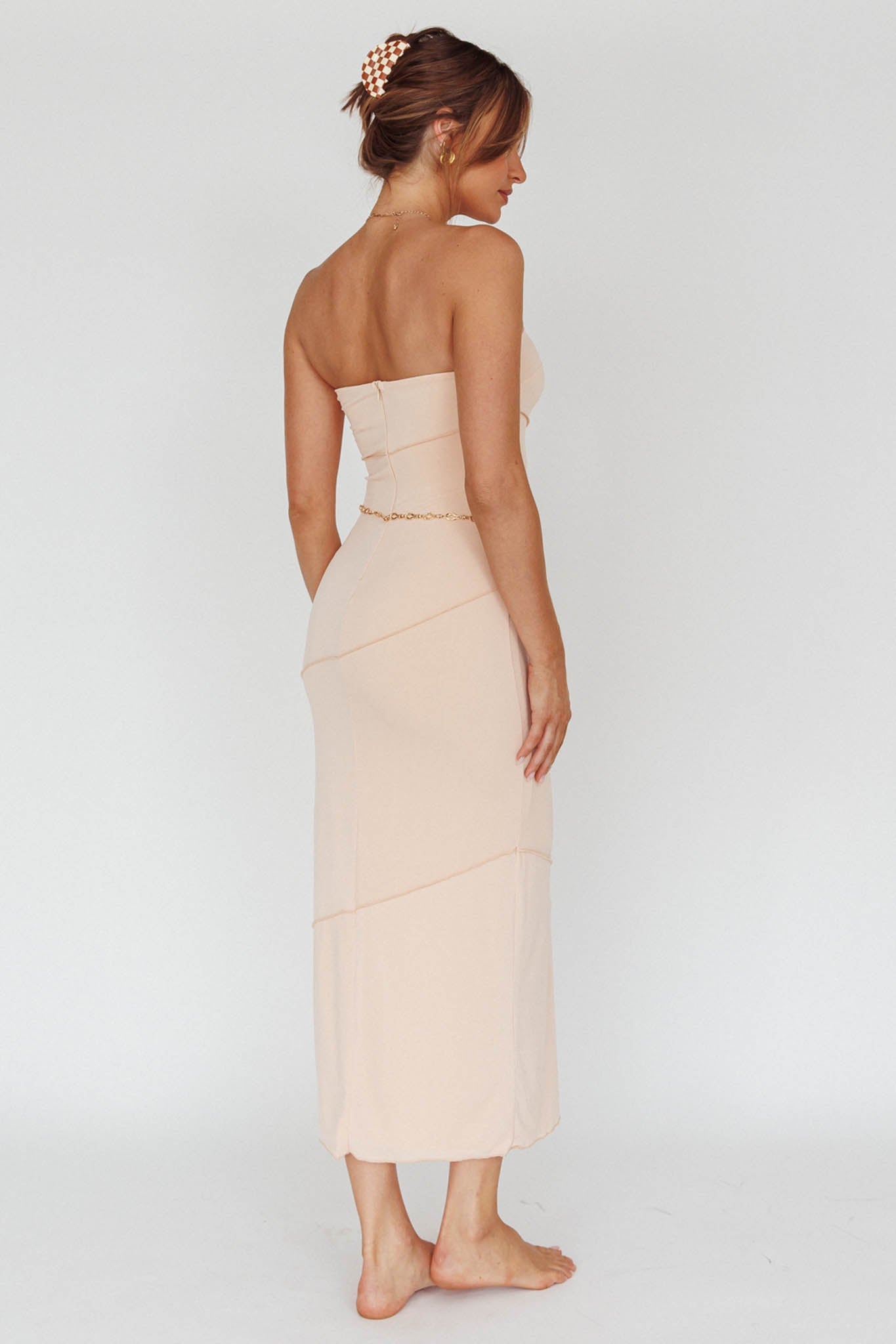 Making Headlines Strapless Midi Dress Cream