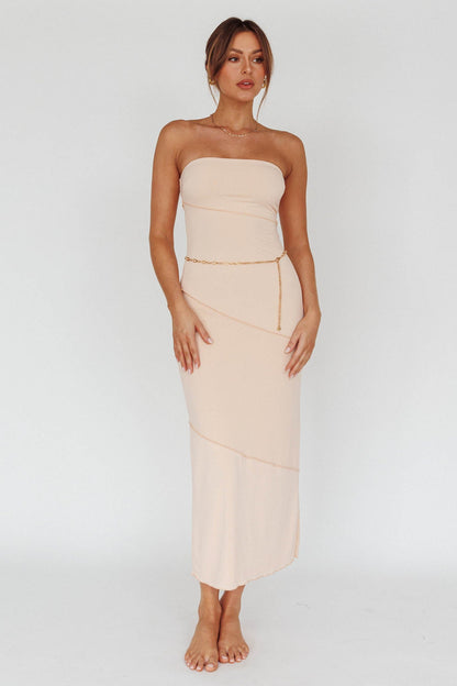 Making Headlines Strapless Midi Dress Cream