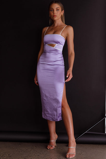 Laia Cut-Out Bodice Midi Dress Lilac