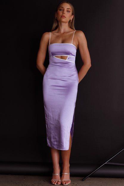 Laia Cut-Out Bodice Midi Dress Lilac