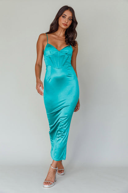 Seraya Lace-Up Back Dress Green