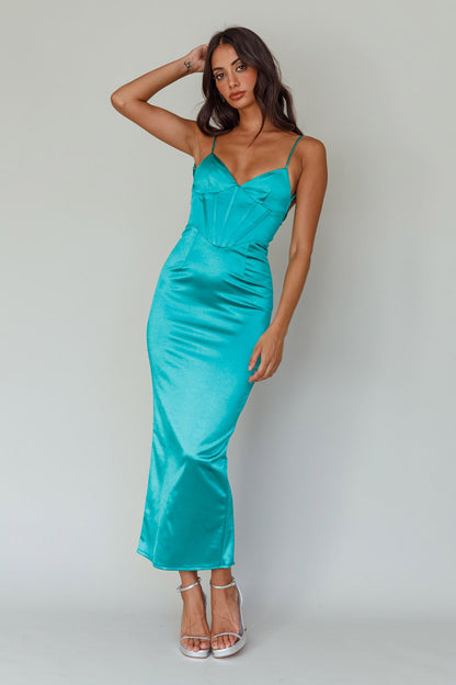 Seraya Lace-Up Back Dress Green