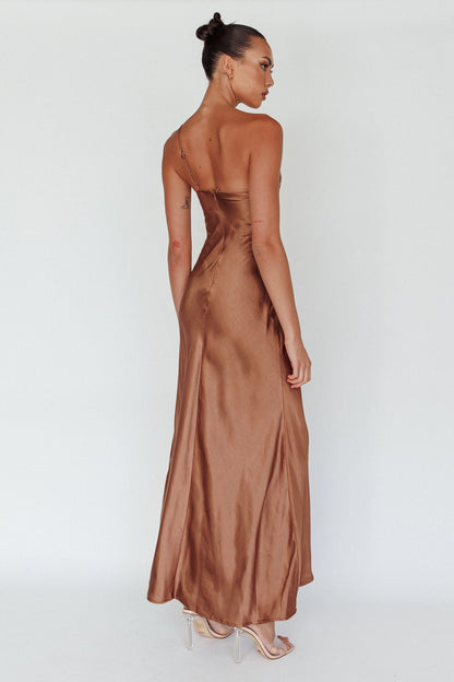 Twilight Tango One-Shoulder Maxi Dress Mocha