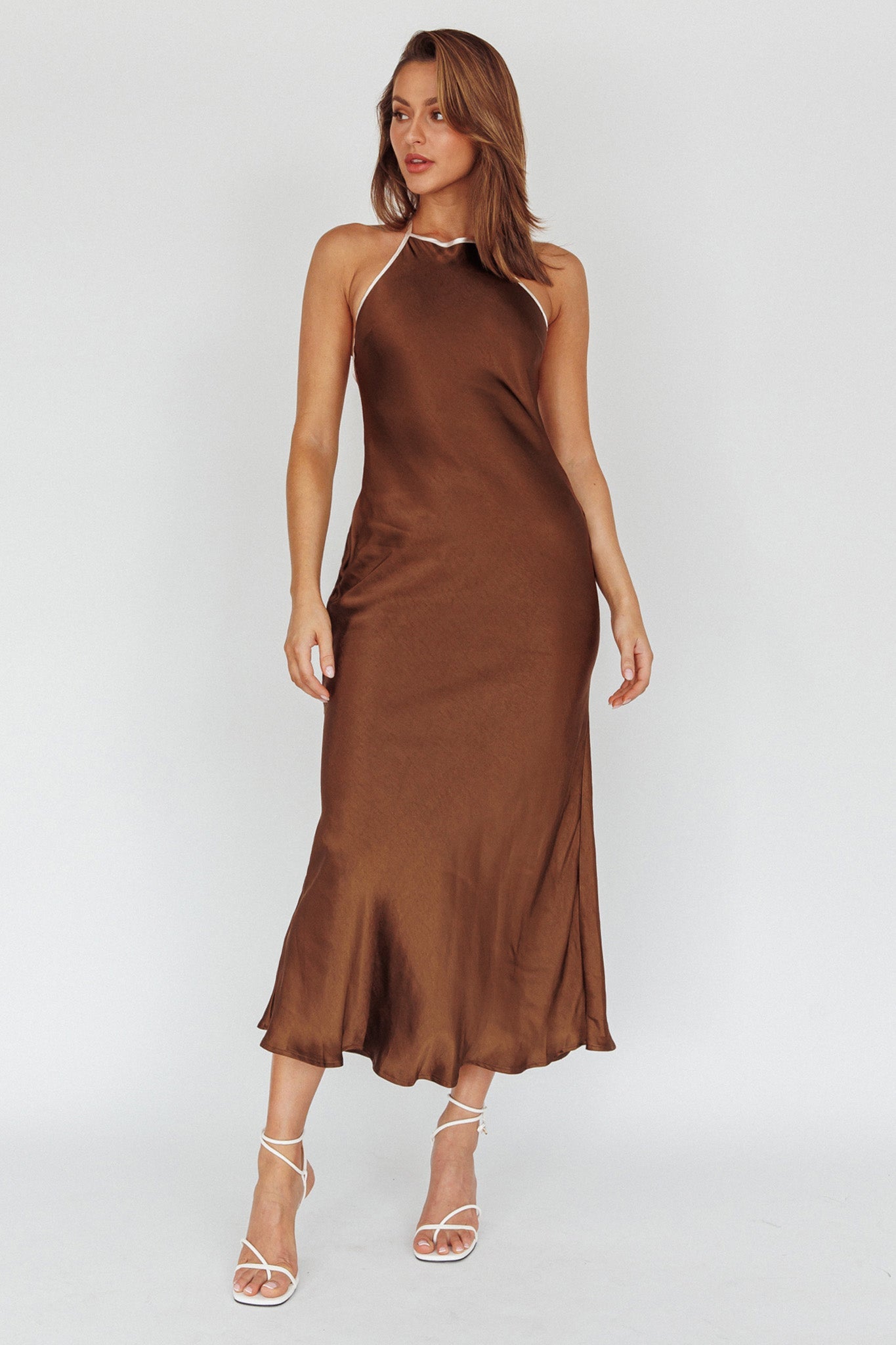 Midsomer Dawn Criss-Cross Back Maxi Dress Chocolate