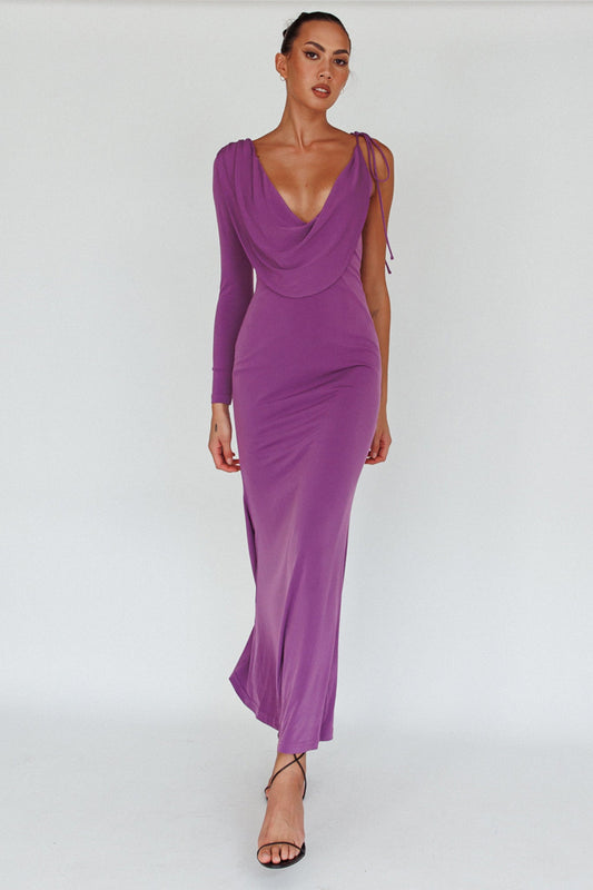 Star Walker One Sleeve Maxi Dress Purple