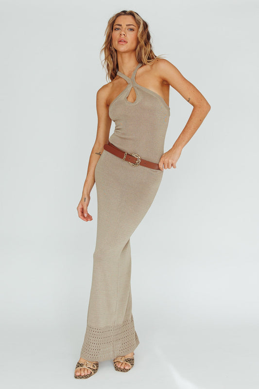 Nalu Keyhole Knit Maxi Dress Sand