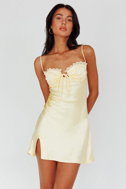 Fortune Lace Trim Bust Tie Mini Dress Butter