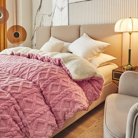 Dual Use Artificial Cashmere Duvet Cover Winter Warm Plush Quilt Cover Blanket Warmth Double-sided Fleece Comforter Covers Soft
