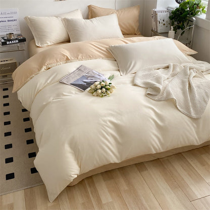 heart four-piece Brushed Washed Cotton Green Bed Set Flat Sheet Pillowcase Quilt Cover Bed Linen Flower Duvet Covers