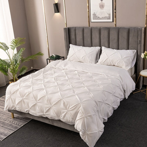 High Quality 3D Pinch Pleated Duvet Cover Set 220x240 Solid Color Single Double Twin Bedding Set Quilt Cover Comforter Covers