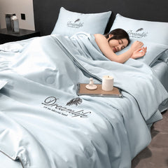 Fresh Green Summer Cool Blanket High-end Embroidery Quilting Queen Quilt Silky Breathable Ice Rayon Blankets Cooling Comforter