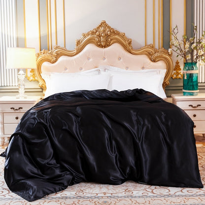 Duvet Cover Luxury Satin Single Double Queen Size Quilt Cover Home Comfortable Solid Color Zipper Bedding Cover