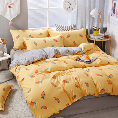 Fashion Bedding Set White Green Double Bed Linens Nordic Duvet Cover Pillowcase Queen Size Flat Sheet Classic Grid Kids Winter