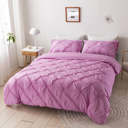 High Quality 3D Pinch Pleated Duvet Cover Set 220x240 Solid Color Single Double Twin Bedding Set Quilt Cover Comforter Covers