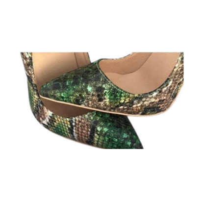 Green Snake Pattern Stiletto Pumps