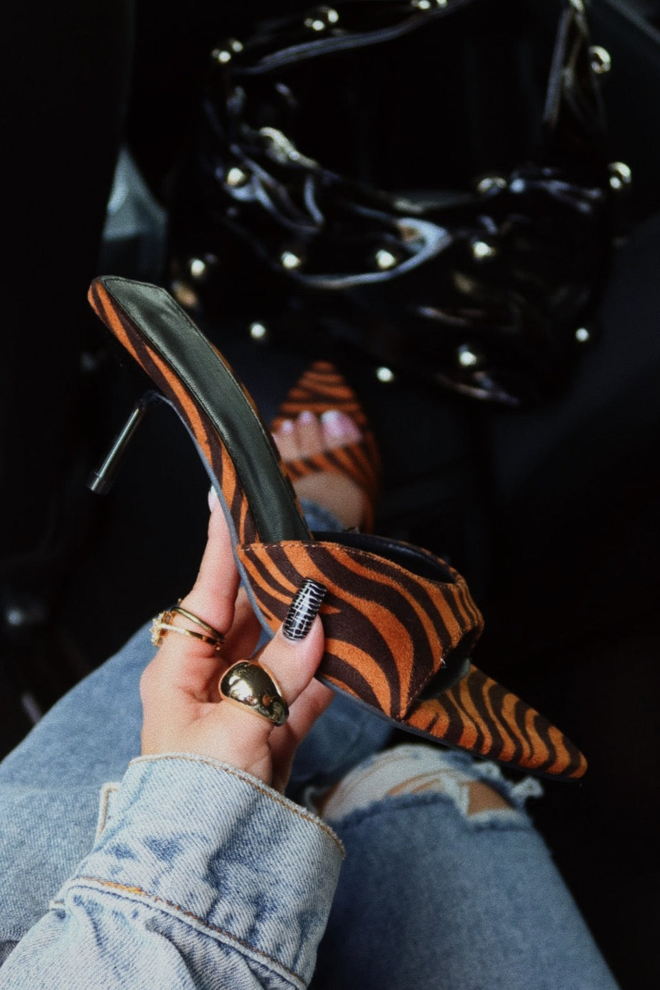 Myra Mid Heel Mules - Tiger