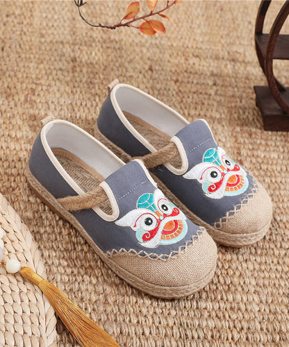 Black Comfy Bohemian Embroidery Flat Feet Shoes