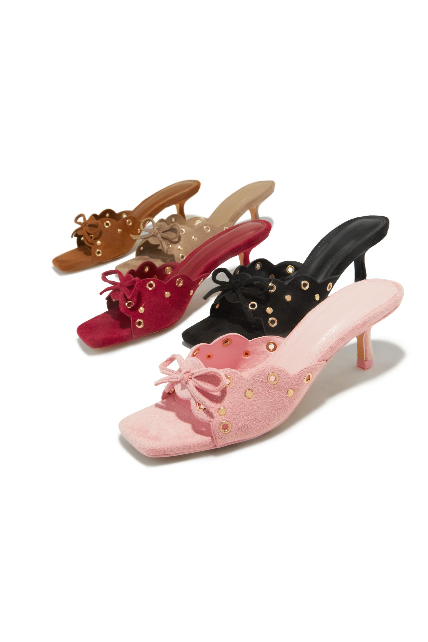 Lani Mid Heel Mules - Cherry