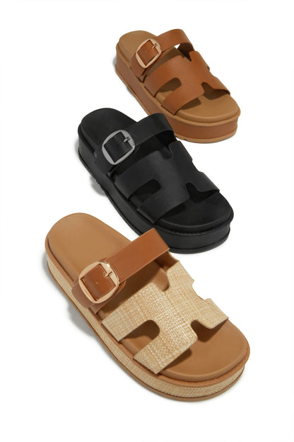 Resort Getaway Slip On Chunky Sandals - Nude