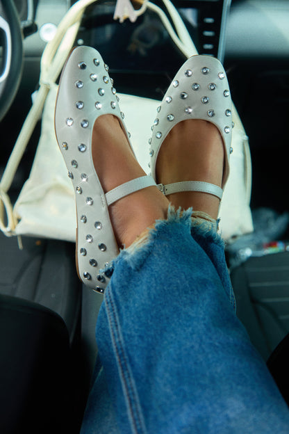 Aniston Embellished Flats - Bone