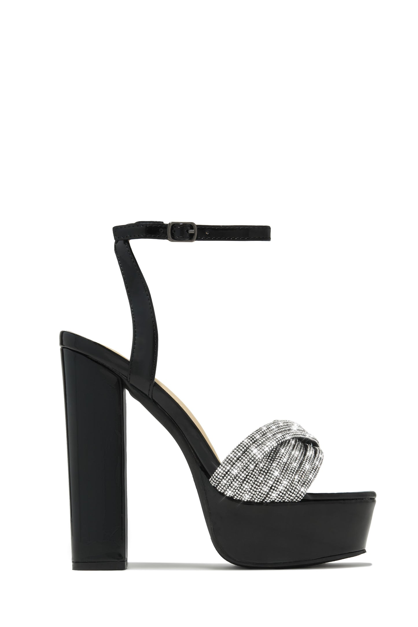 Arianna Embellished Platform Block Heels - Black