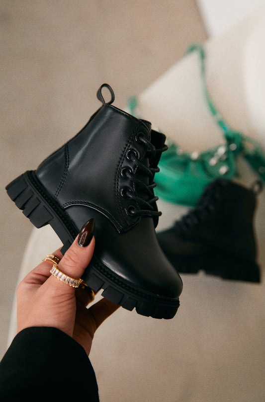 Ariella Lace Up Boots - Black