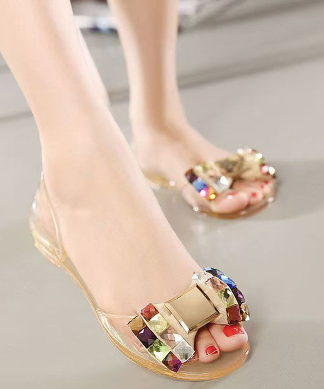 New Black Water Diamond Flat Bottom Fish Mouth Sandals