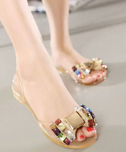 New Black Water Diamond Flat Bottom Fish Mouth Sandals