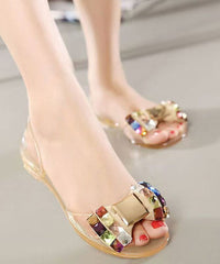 New Black Water Diamond Flat Bottom Fish Mouth Sandals