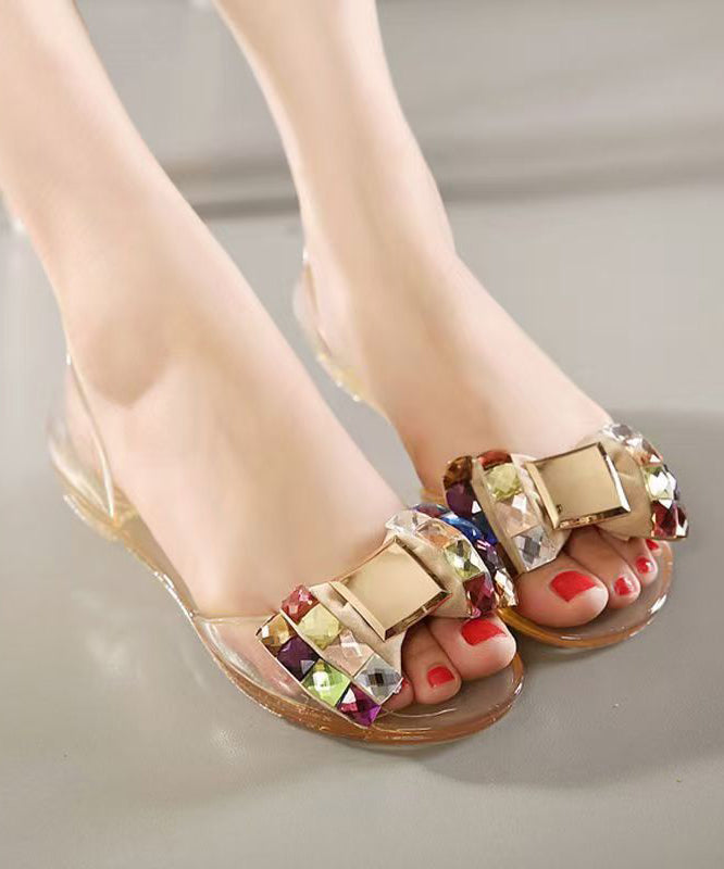 New Black Water Diamond Flat Bottom Fish Mouth Sandals