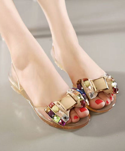 New Black Water Diamond Flat Bottom Fish Mouth Sandals