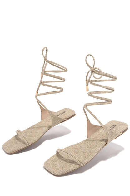 Wine & Dine Lace Up Sandals - Natural
