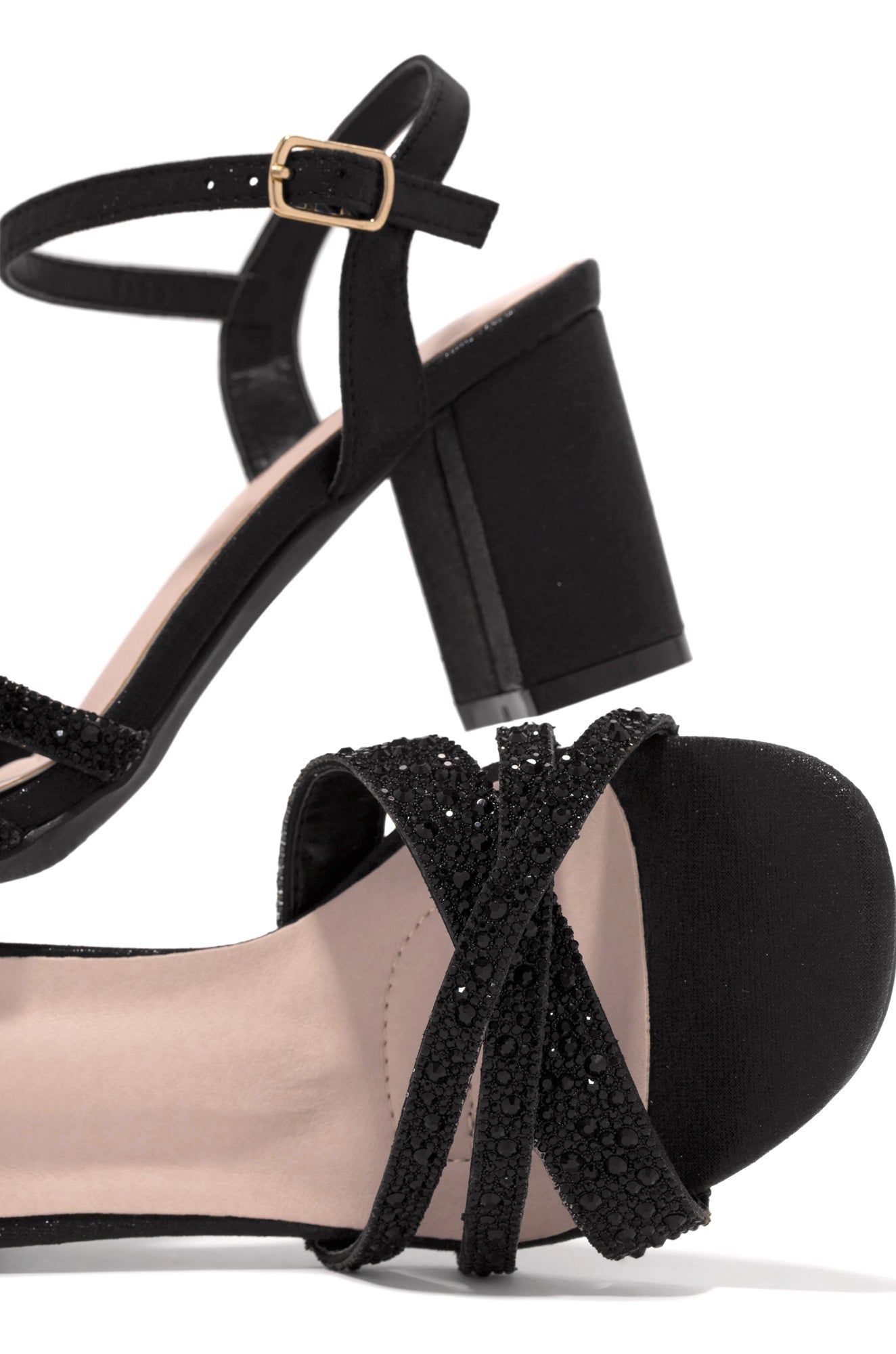 Special Guest Embellished Block Heels - Black