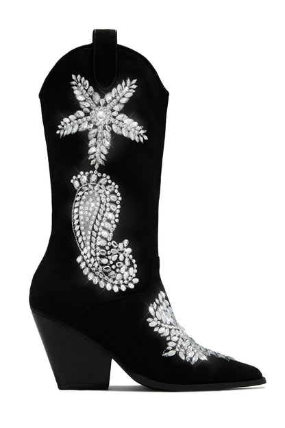 Rock The Rodeo Embellished Cowgirl Boots - Black