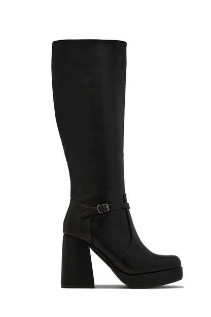 Hazelle Platform Block Heel Boots - Black