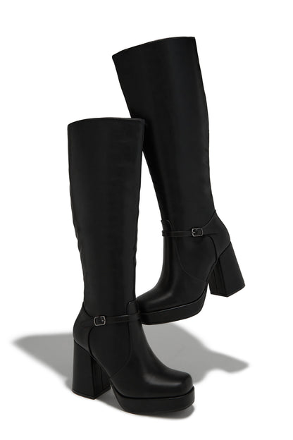 Hazelle Platform Block Heel Boots - Black