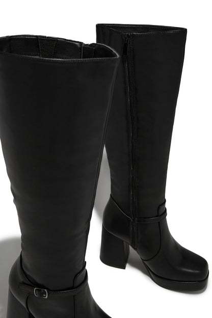 Hazelle Platform Block Heel Boots - Black