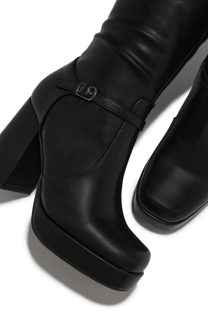 Hazelle Platform Block Heel Boots - Black